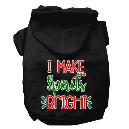 I Make Spirits Bright Screen Print Dog Hoodie Black L