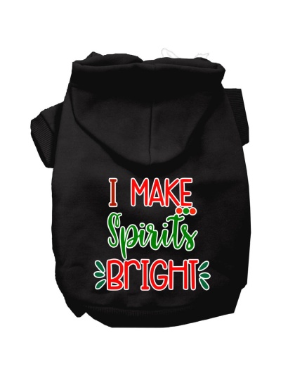 I Make Spirits Bright Screen Print Dog Hoodie Black L