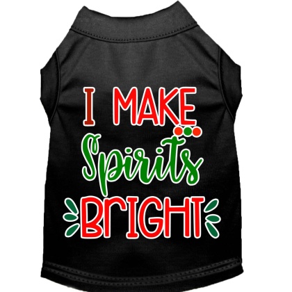 I Make Spirits Bright Screen Print Dog Shirt Black Lg