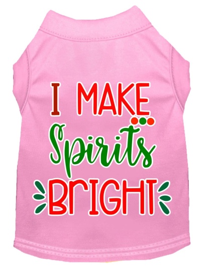 I Make Spirits Bright Screen Print Dog Shirt Light Pink Lg