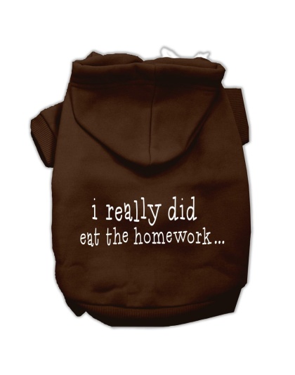 I really did eat the Homework Screen Print Pet Hoodies Brown Size L