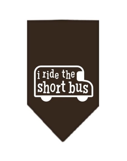 I ride the short bus Screen Print Bandana Cocoa Large