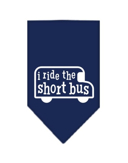 I ride the short bus Screen Print Bandana Navy Blue large