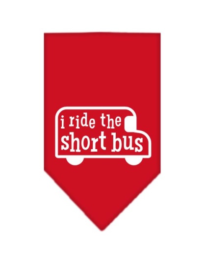 I ride the short bus Screen Print Bandana Red Large
