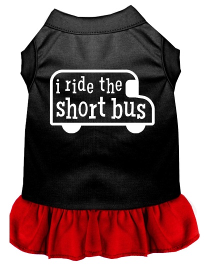 I ride the short bus Screen Print Dress Black with Red Lg