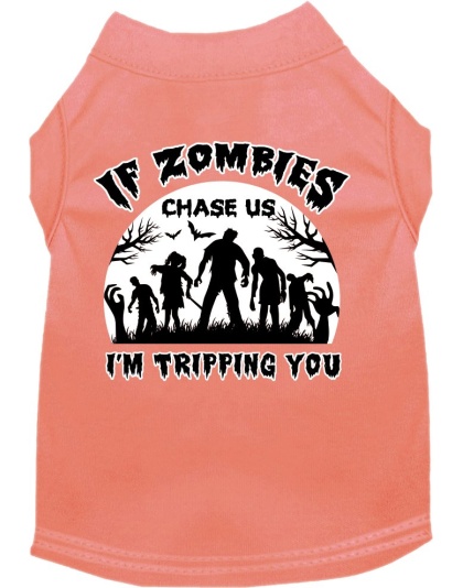 If Zombies Chase Us Screen Print Dog Shirt Peach Size XS