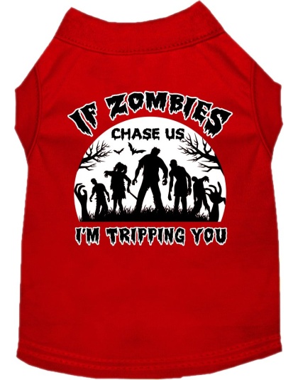 If Zombies Chase Us Screen Print Dog Shirt Red Size XS
