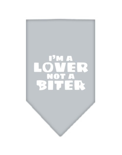 I'm a Lover Not a Biter Screen Print Bandana Grey Large