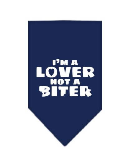 I'm a Lover Not a Biter Screen Print Bandana Navy Blue large