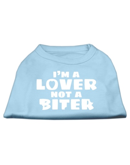 I'm a Lover not a Biter Screen Printed Dog Shirt  Baby Blue Lg
