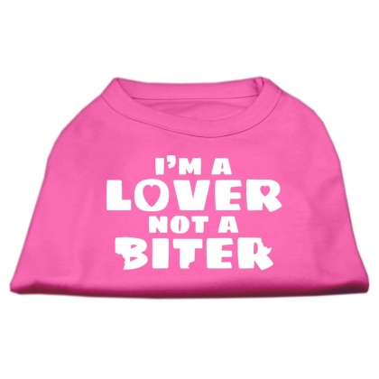 I'm a Lover not a Biter Screen Printed Dog Shirt  Bright Pink Lg