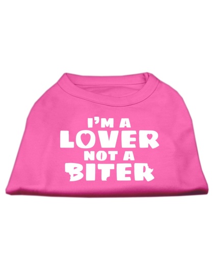 I'm a Lover not a Biter Screen Printed Dog Shirt  Bright Pink Lg