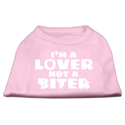 I'm a Lover not a Biter Screen Printed Dog Shirt  Light Pink Lg