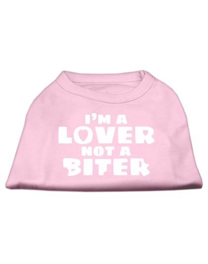 I'm a Lover not a Biter Screen Printed Dog Shirt  Light Pink Lg