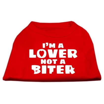 I'm a Lover not a Biter Screen Printed Dog Shirt  Red Lg
