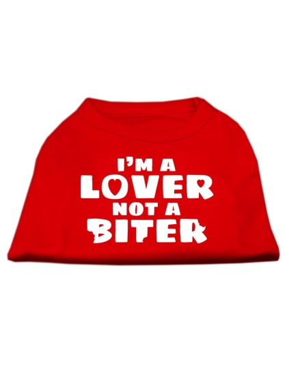 I'm a Lover not a Biter Screen Printed Dog Shirt  Red Lg