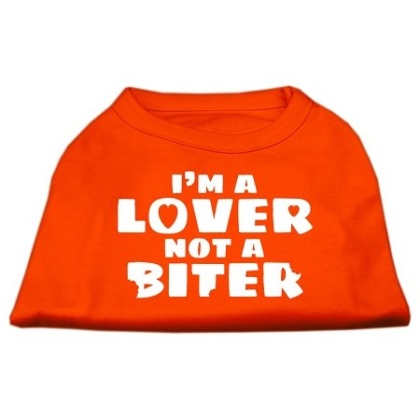 I'm a Lover not a Biter Screen Printed Dog Shirt Orange Lg