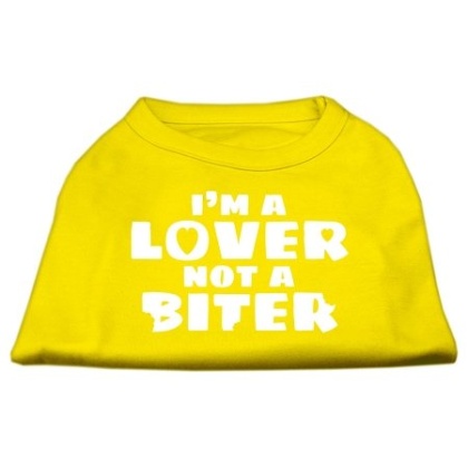 I'm a Lover not a Biter Screen Printed Dog Shirt Yellow Lg