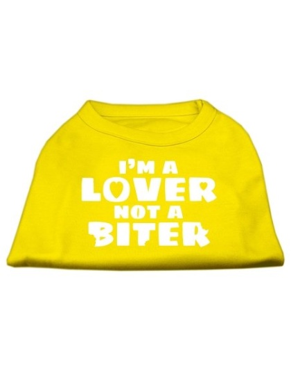 I'm a Lover not a Biter Screen Printed Dog Shirt Yellow Lg