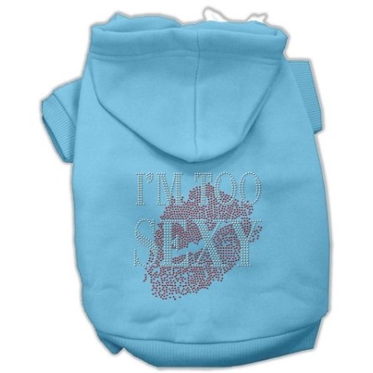 I'm Too Sexy Rhinestone Hoodies Baby Blue L