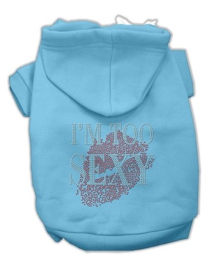 I'm Too Sexy Rhinestone Hoodies Baby Blue L