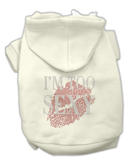 I'm Too Sexy Rhinestone Hoodies Cream L