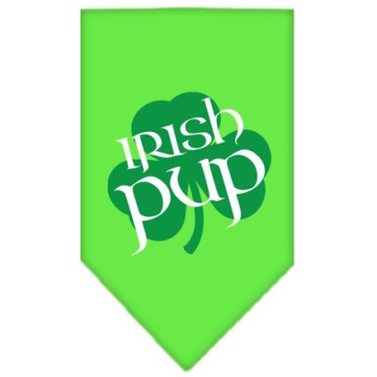 Irish Pup Screen Print Bandana Lime Green Large