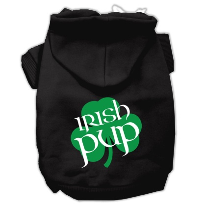 Irish Pup Screen Print Pet Hoodies Black Size Lg