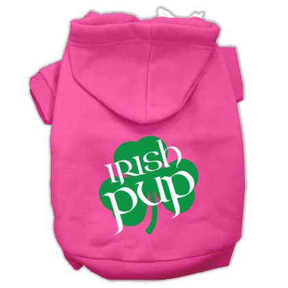 Irish Pup Screen Print Pet Hoodies Bright Pink Size Lg