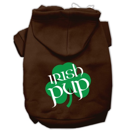 Irish Pup Screen Print Pet Hoodies Brown Size Lg