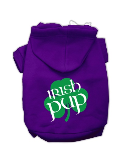 Irish Pup Screen Print Pet Hoodies Purple Size Lg