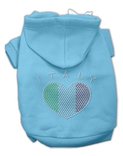 Italian Rhinestone Hoodies Baby Blue L