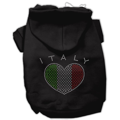 Italian Rhinestone Hoodies Black L