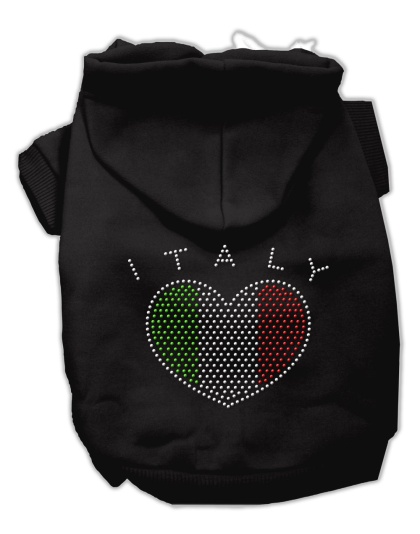 Italian Rhinestone Hoodies Black L