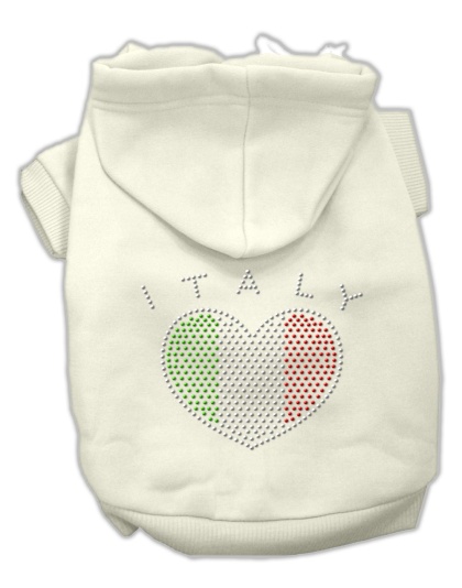 Italian Rhinestone Hoodies Cream L