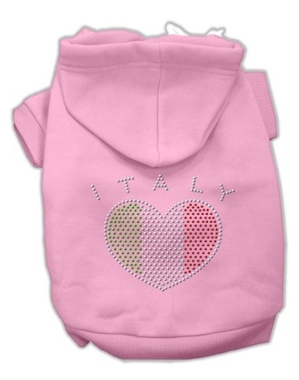 Italian Rhinestone Hoodies Pink L