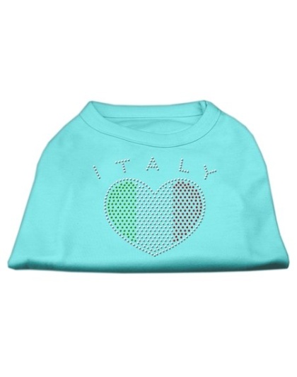 Italy Rhinestone Shirts Aqua L