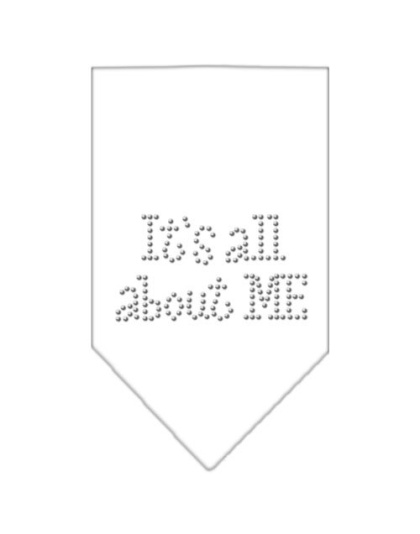 Its All About Me Rhinestone Bandana White Large