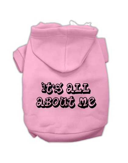 It's All About Me Screen Print Pet Hoodies Light Pink Size Lg
