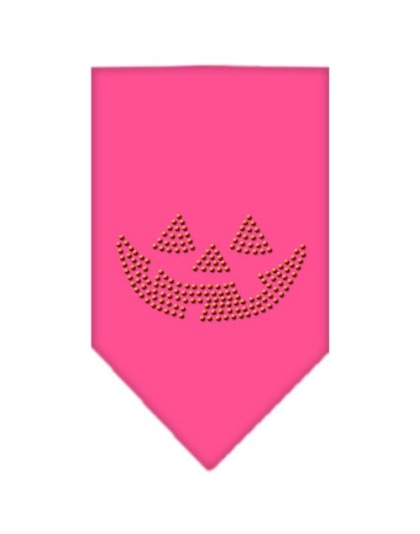 Jack O Lantern Rhinestone Bandana Bright Pink Large