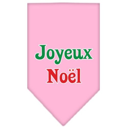 Joyeux Noel Screen Print Bandana Light Pink Large