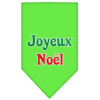 Joyeux Noel Screen Print Bandana Lime Green Large