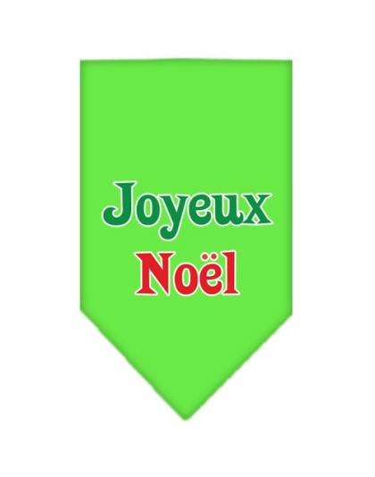 Joyeux Noel Screen Print Bandana Lime Green Large