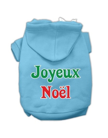 Joyeux Noel Screen Print Pet Hoodies Baby Blue L