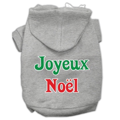 Joyeux Noel Screen Print Pet Hoodies Grey L