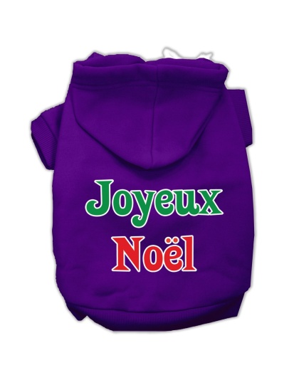 Joyeux Noel Screen Print Pet Hoodies Purple L