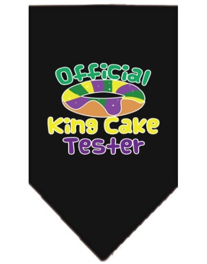 King Cake Taster Screen Print Mardi Gras Bandana Black Large