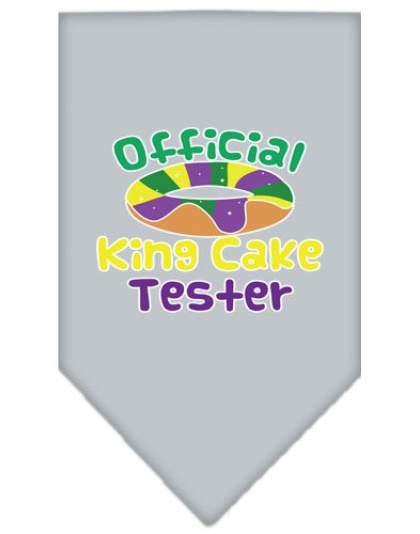 King Cake Taster Screen Print Mardi Gras Bandana Grey Large