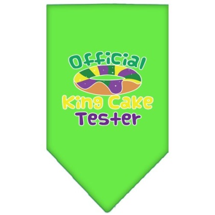 King Cake Taster Screen Print Mardi Gras Bandana Lime Green Large