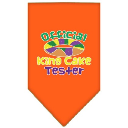 King Cake Taster Screen Print Mardi Gras Bandana Orange Large